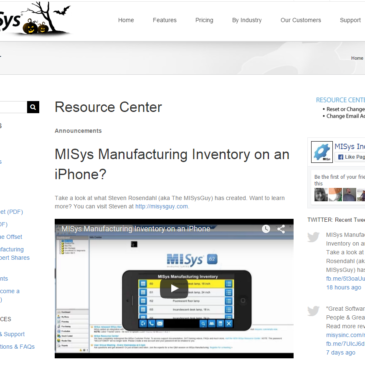 MISys Manufacturing has featured one of my iPhone apps on their website and Facebook page